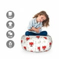 thumbnail image 2 of Cartoon Storage Toy Bag Chair, Hipster Foxes with Hats Glasses on Stars Background Funny Animal, Stuffed Animal Organizer Washable Bag, Small Size, Coconut Scarlet and Grey, by Ambesonne, 2 of 3