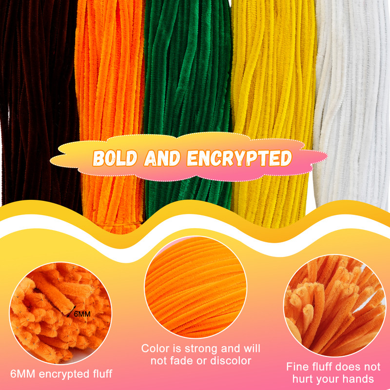 500pcs Pipe Cleaners Chenille Stems for Flowers Craft Supplies Bulk Fluffy Fuzzy Sticks