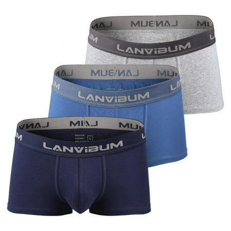 

Men s Solid Color Loose Fit 3D U-convex Soft Breathable Underpants Casual Sports Boxer Brief Mid-Rise Threaded Cotton Comfortable Boyshorts(3-Packs)