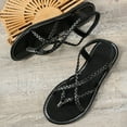 thumbnail image 5 of BYHONG Women's Strappy Beach Sandals - Vacation Ready Flat Sandals for Women, Comfortable & Lightweight Black 7, 5 of 6
