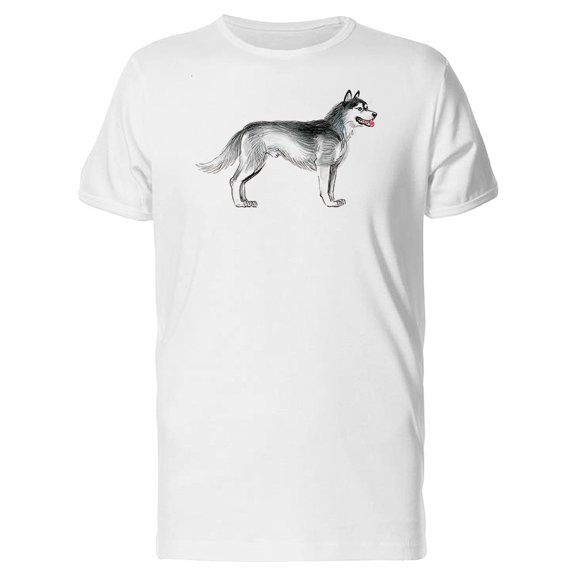 Lovely Husky Dog Sketch T-Shirt Men -Image by Shutterstock, Male 4X-Large