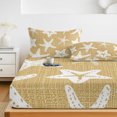 thumbnail image 6 of Twin XL Size Fitted Sheet Set - Coastal Starfish 2 Piece Bedding Sets 16" Deep Pocket Fitted Sheet with 1 Pillowcases, Ochre Yellow Nautical Vintage Marine Life Brushed Microfiber Hotel Bed Sheets, 6 of 9