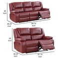 thumbnail image 5 of Mila 2pc Manual Recliner Sofa and Loveseat Set- Red Faux Leather- Wood, 5 of 6