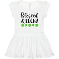 thumbnail image 3 of Inktastic Blessed and Lucky 4 Leaf Clovers St. Patrick's Day Girls Toddler Dress, 3 of 5