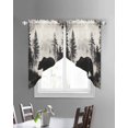 thumbnail image 3 of Forest Bear Swag Valances for Windows, Retro Modern Art Nature Tree Greyscale Rod Pocket Sheer Valances for Small Windows, Swag Toppers Light Filtering for Kitchen Living Room 2 Panels 36''x36'', 3 of 6