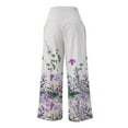 thumbnail image 4 of Yuwull Linen Pants Women Summer Casual High Waisted Wide Leg Pants Floral Print Loose Trousers with Pockets Summer Palazzo Pants Clearance, 4 of 5