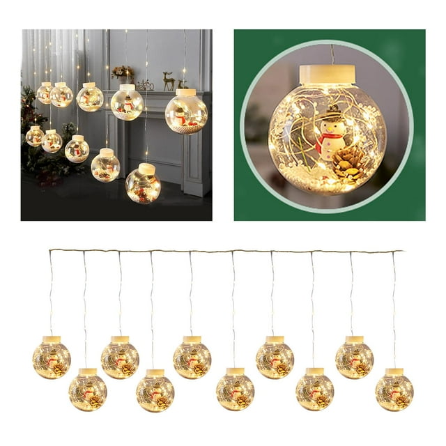 10 piezas LED para colgar, luces decorativas navideñas para interiores y exteriores, alimentadas por USB, luz de color blanca cálida para patio, - cálido Muñeco de nieve cálido