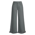thumbnail image 4 of VV AVEORS Wide Leg Pants For Women Casual High Waist Trousers Summer Ruffle Hem Button Front Comfy Long Pants With Pockets Gray S, 4 of 6