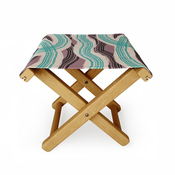 Society6 Little Dean Muted Pink And Green Stripe Folding Stool