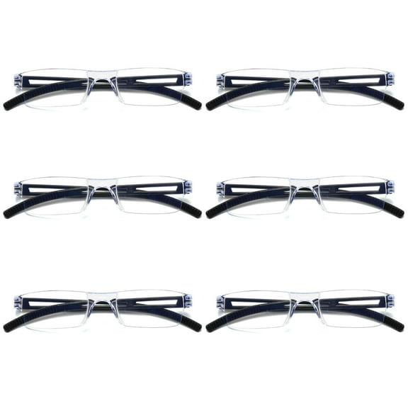 6 Pairs Men Women Rimless Reading Glasses Blue Light Blocking Unisex Reader 0.75