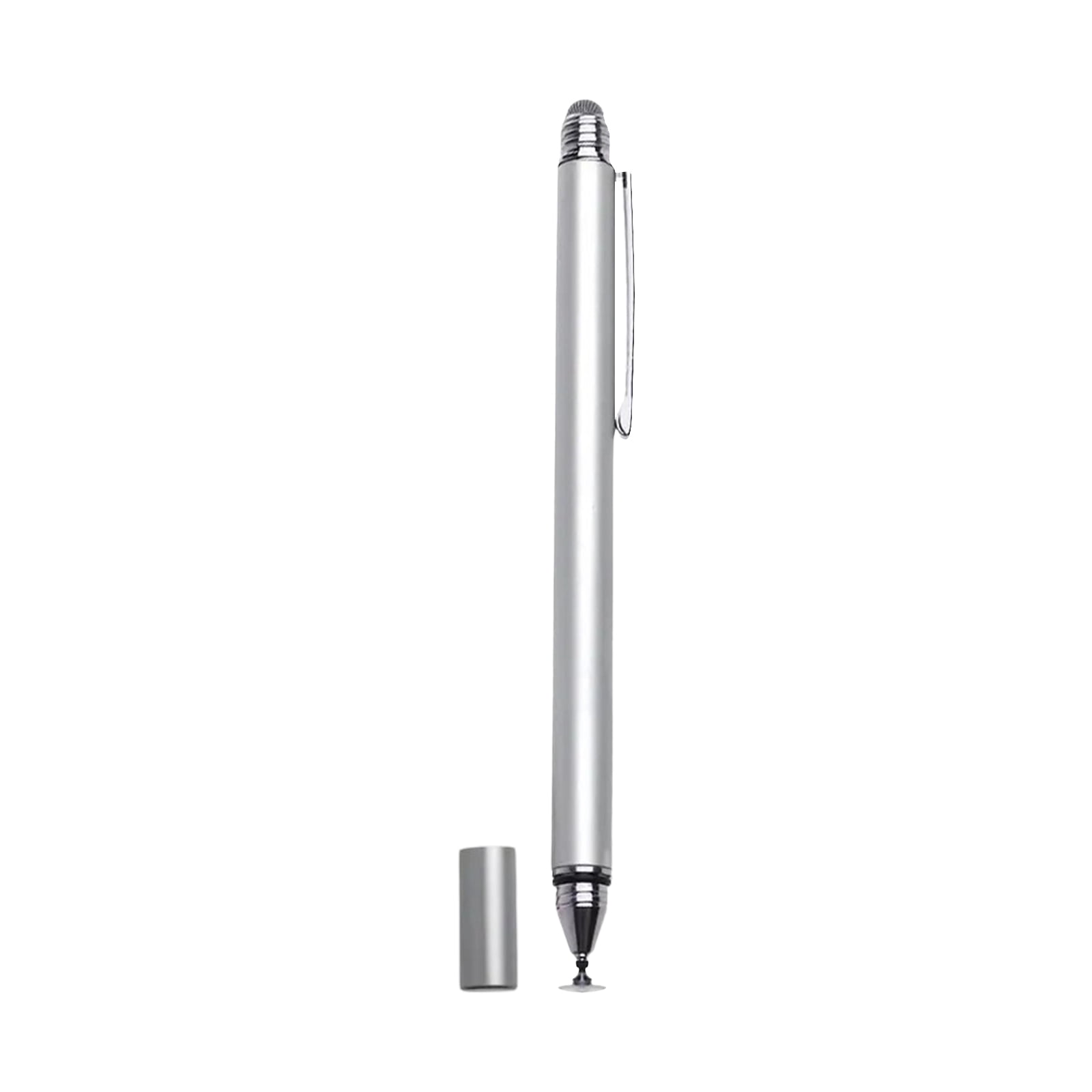 Universal Silver 2-In-1 Touch Screen Stylus Capacitive Touch Pen Stylus for Writing No Lag Stylus 6X0.5 Inch Lightweight Portable Design with Replaceable Disc Tip Pressure