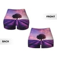 thumbnail image 5 of Fotbe Lavender Field Sunset Seamless Shorts, Womens Workout Shorts High Waist Stretch Booty Short for Gym/Yoga/Running/Biking-XX-Large, 5 of 9