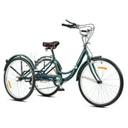 Viribus 24" Adult Tricycle 7 Speed 3 Wheel Beach Cruiser Bike Trike for Men Women, Blue