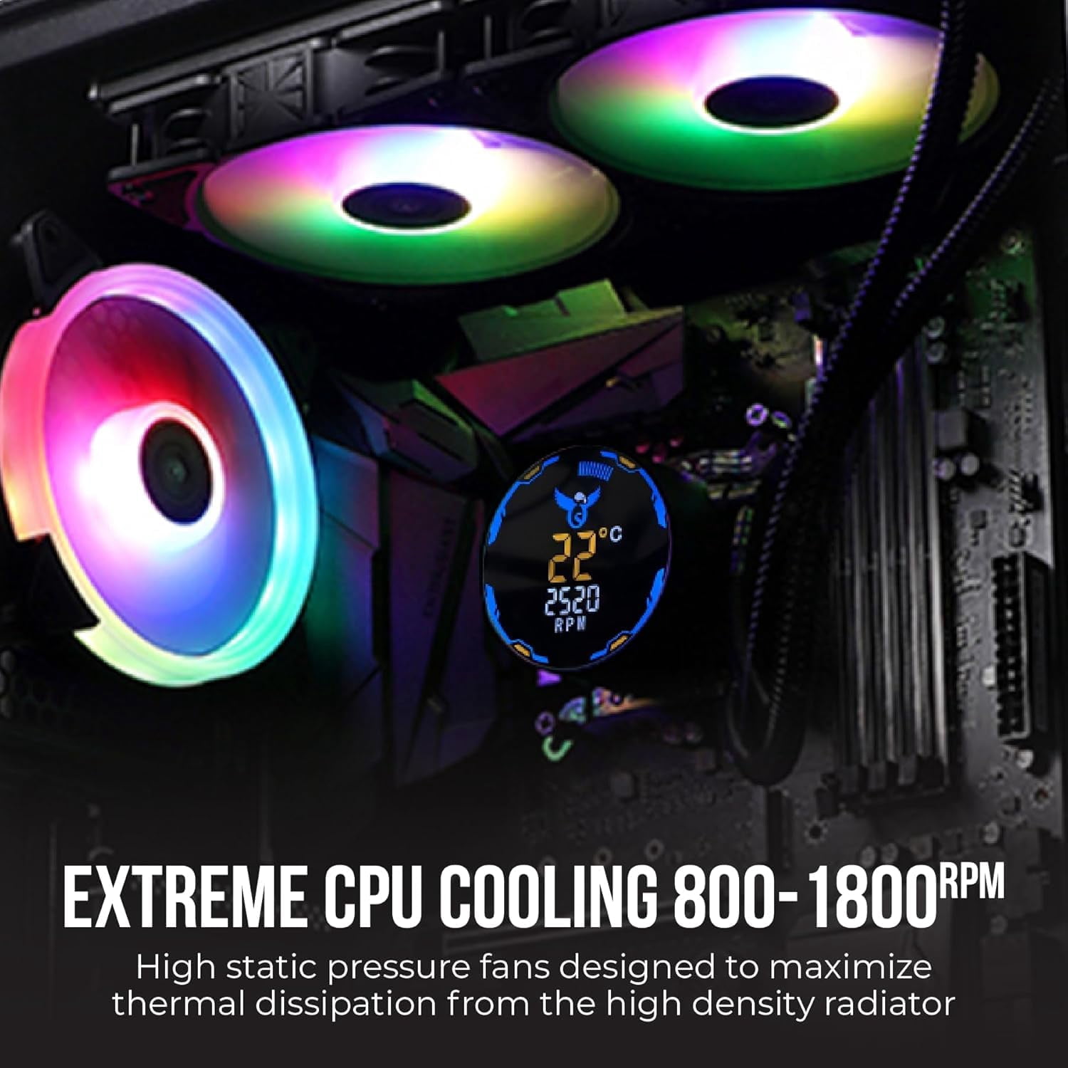 Osprey 240mm AIO CPU Cooler, Copper Radiator with 2400RPM Digital Display Pump, ARGB Fans, Leakproof Technology, PWM Control, CSM Utility App, Supports Intel LGA 1700/1200/115X & AMD AM5/AM4, Black