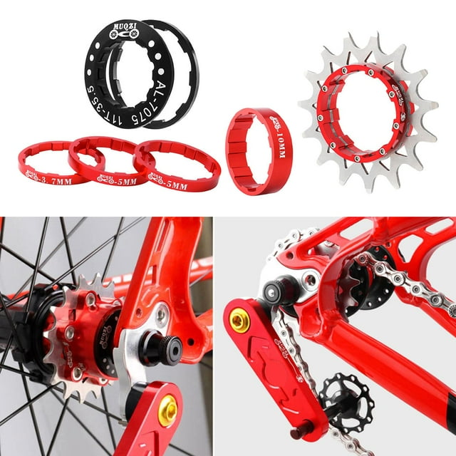Single 15T Cassette Single Cog Set Conversion Cassette Stainless Steel Parts Cog Fixed 15 Sprocket for Mountain Bike Replacement , Red