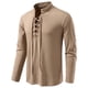 thumbnail image 2 of pstuiky Camisas suaves de manga larga para hombre, Cárdigan informal de manga larga con cuello alto y tirantes ajustables para hombre Tops de hombre xl, 2 of 9