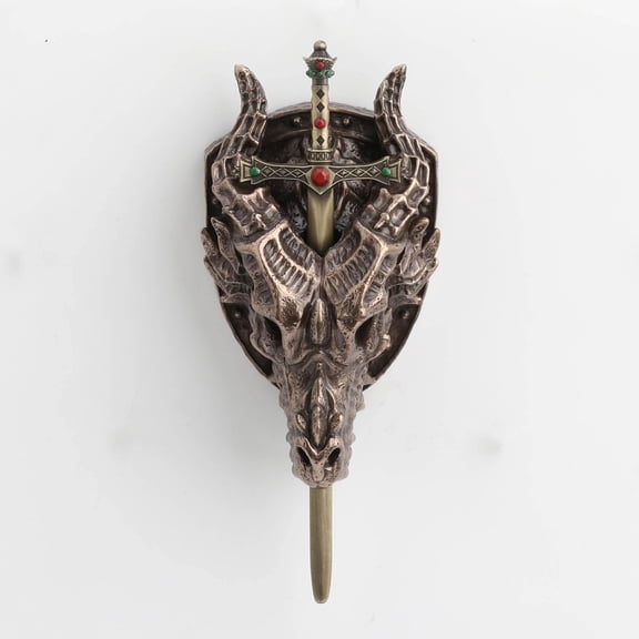 Veronese Design Dragon Skull Trophy Sword Sheath Resin Wall Sculpture Bronze Finish 6.25 Inch Letter Opener
