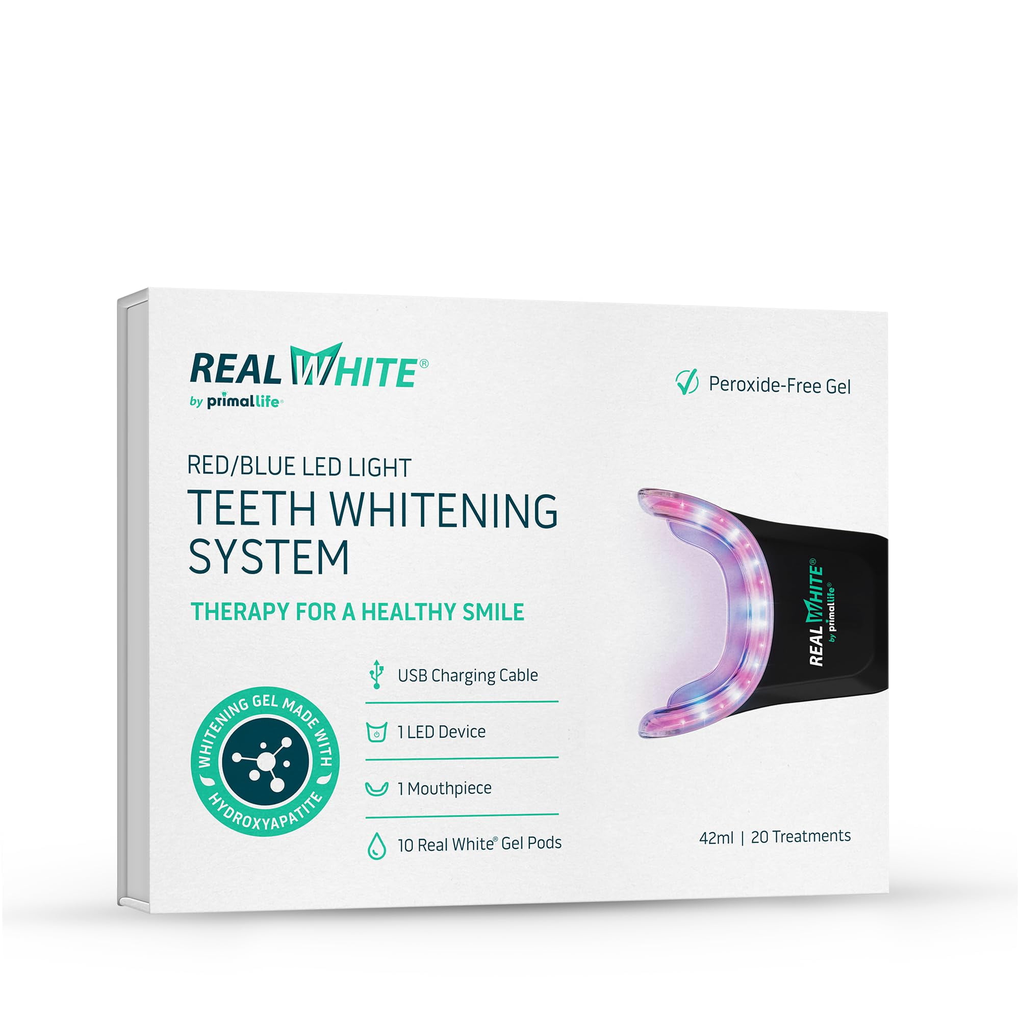 Primal Life Organics V4 LED Teeth Whitening Kit, Red and Blue Light