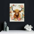 thumbnail image 4 of COMIO  Baby Girls Highland Cow Boho Floral Wall Art Prints, Retro Flower Nursery Canvas Pictures Kids Toddler Room Decor, Farm Animal Yak Poster, 4 of 4