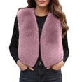 thumbnail image 2 of YMNXA Women'S Fuzzy Vest Sleeveless Open Front Solid Color Comfortable Warm Thick Jacket Coat For Daily Wear Pink Xl, 2 of 7