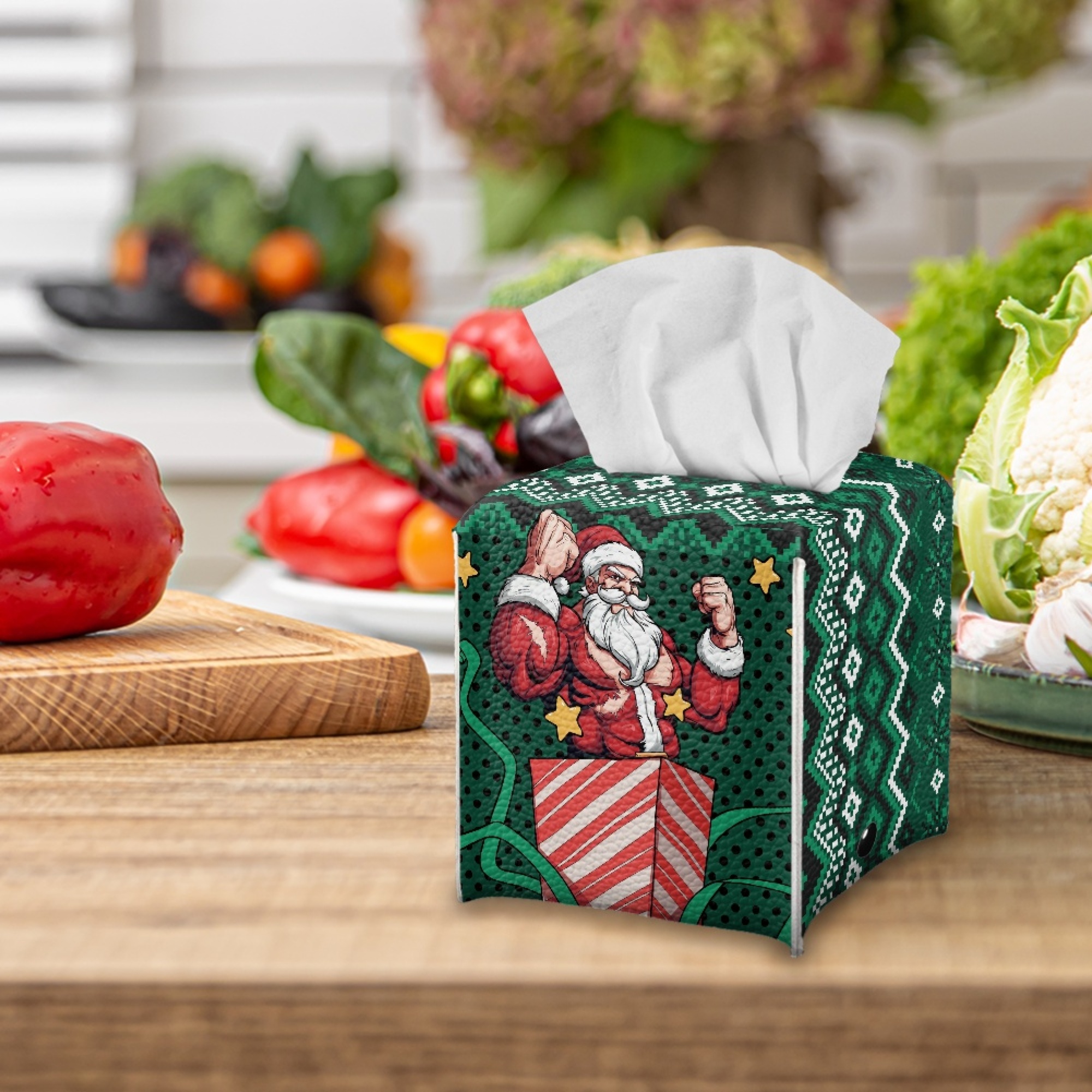 ZOCAVIA Christmas Themed Tissues Cube Box Cover, Square Tissue Box Holder