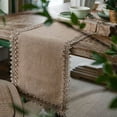 thumbnail image 2 of CHUNTIAN Vintage Farmhouse Natural Burlap Table Runner with Jute Lace Tabletop Hallway Boho Decor for Wedding Parties Everyday Decor, 2 of 6