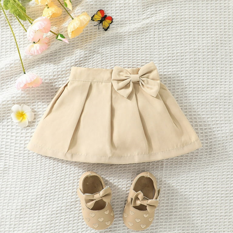 Girls Uniform Skirts Summer Bow Pleated Fashion All Matching Out Wear and Gift Short Khaki Dance Performance Cute Skorts for Girls 6 Months 9 Months Walmart