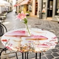 thumbnail image 3 of Pink Mushroom Floral Butterfly Elastic Fitted Round Table Cover Vintage Green Plant Waterproof Outdoor Tablecloth for Holiday Party, Picnic, Patio & Dining Fits Tables Up to 55"-60", 3 of 8