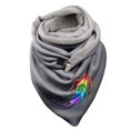 thumbnail image 1 of Women Color Feather Print Cotton Winter Warm Button Up Scarf, 1 of 3