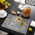 thumbnail image 3 of Sunflowers Placemats Set of 6, Modern Bee You Are My Sunshine Grey Placemats for Dining Table, Place Mats for Kitchen Tabletop, Waterproof Wipeable Dining Table Mats Set, 3 of 9