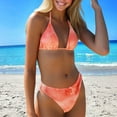 thumbnail image 2 of MIXUE Swim Suits for Women Solid Color Threaded Lace Triangle Cup Sexy Backless Bikini Sets for Women Swimwears Activewear,Orange,S, 2 of 7