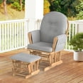 thumbnail image 4 of Gymax Glider & Ottoman Cushion Set Wood Baby Nursery Rocking Chair Glider Gray, 4 of 10