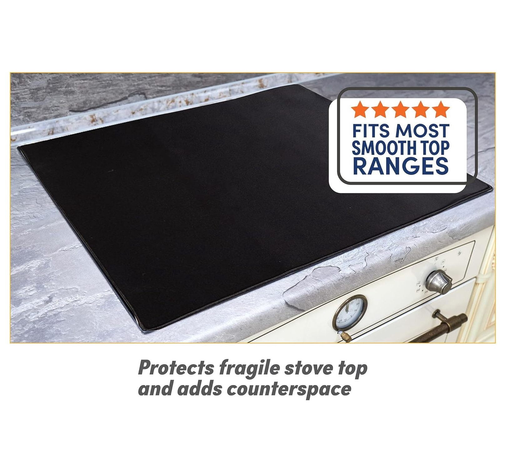 Glass Stove Top Protector - 28.75x20.5 - Electric & Ceramic Cooktop Cover - Large Range Protector - Black - Heat Resistant Kitchen Appliance Cover