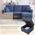 thumbnail image 5 of Noble House Elena 4-Seater L-Shaped Corduroy Sectional Sofa with Pull-Out Storage, Ottoman for Living Room, Navy, 5 of 11