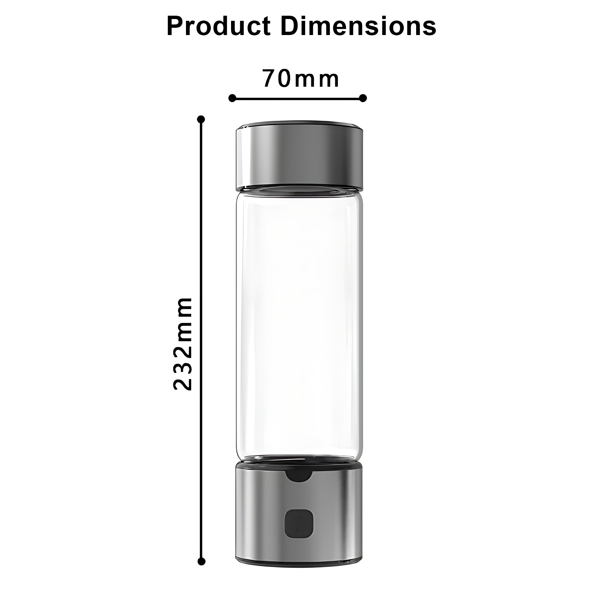 INSMART Hydrogen Water Bottle, 16 Oz Portable Rechargeable Hydrogen Water Generator, SPE & PEM Technology, 1500 PPB in 3 Minutes, Silver
