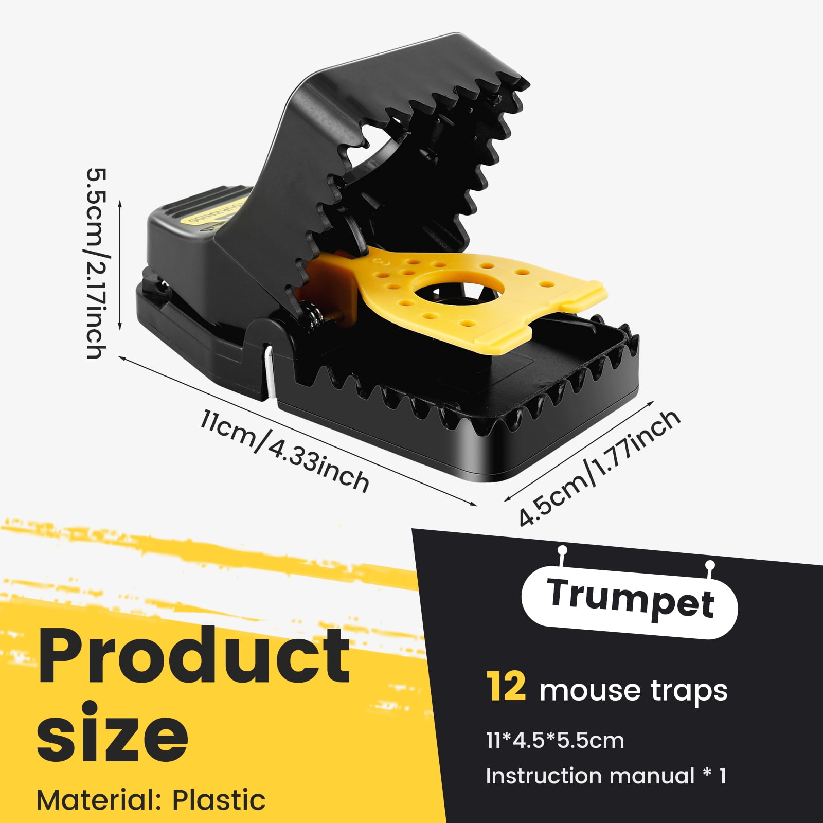 Mouse Traps Impact Traps, Pack of 12 Reusable Mouse Traps, Efficient Professional Rat Traps for Indoor, Home, Kitchen, Outdoor Garden (Small)