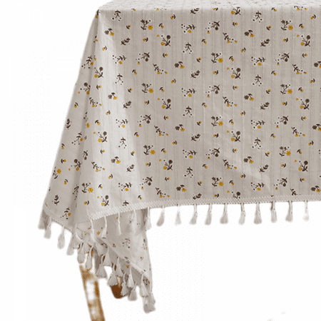 

Tablecloth Pastoral Cotton Linen Tablecloth Rectangle Washable Vintage Table Cover with Floral Patterns Dust-Proof Tablecloths for Indoor and Outdoor Dining Table(55inches)