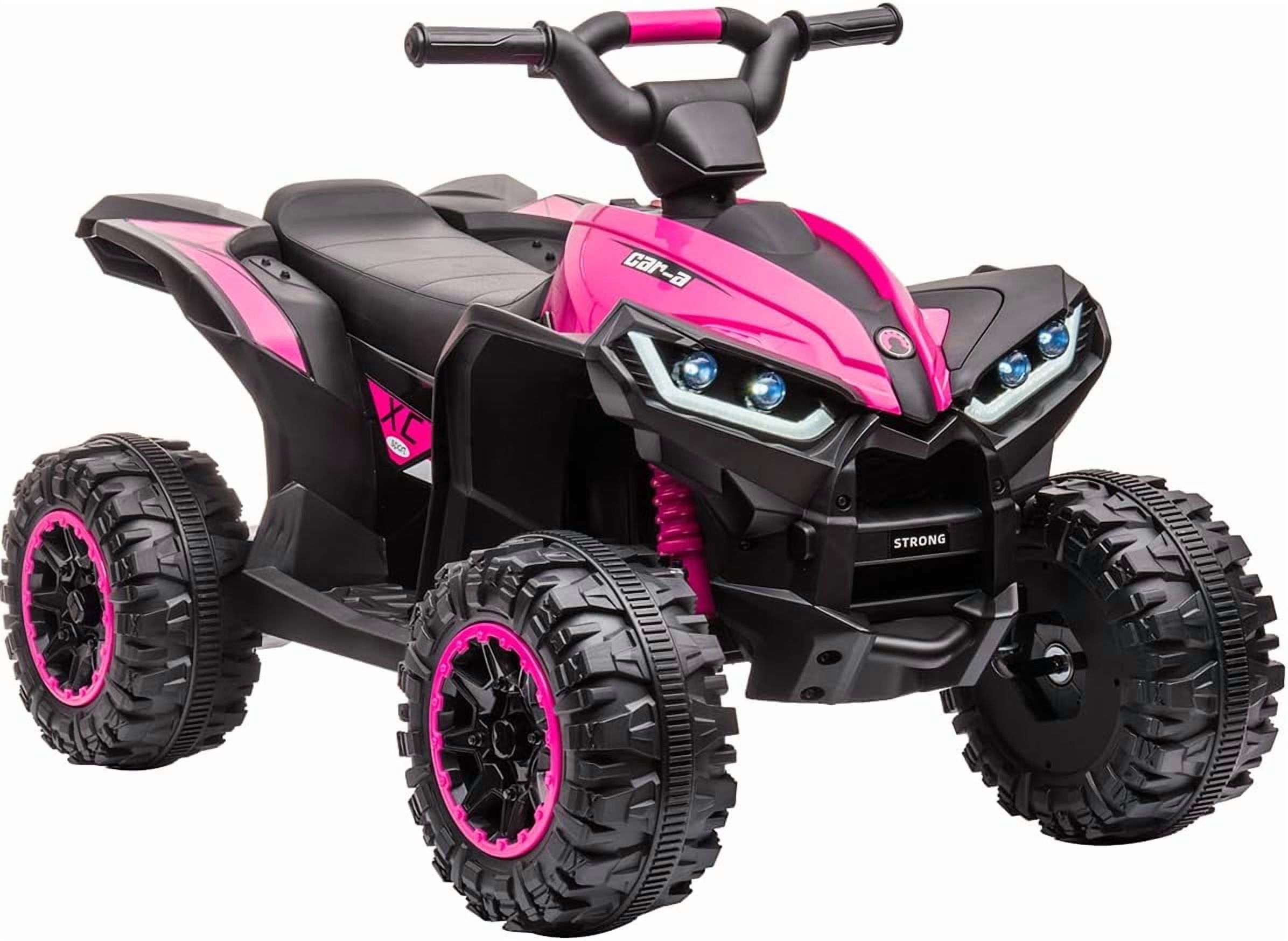Trilenars Electric Quad Bike 12V, Ride On Car ATV Toy with Remote Control, Music, LED, Horn, 2 Speed, for Ages 3-5 Years,Pink