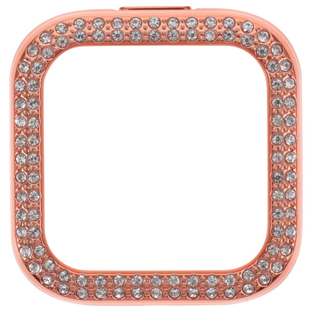 Estuche para reloj con marco protector antichoque y doble fila de perforaciones, compatible con Fitbit Versa 2 Series (oro rosa)