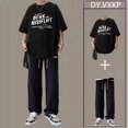 thumbnail image 3 of Conjunto de pantalones deportivos negros para hombre, camiseta blanca para hombre, pantalones, ropa caqui, corte entallado de primera calidad, novedad en camisetas y tops, 3 of 5