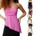 thumbnail image 6 of Douhoow Women Asymmetrical Tube Top Wrap Chest Tube Tops Solid Color Strapless Backless Tops, 6 of 6