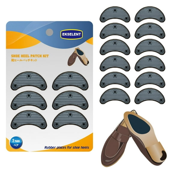 EKSELENT 6 Pairs Shoe Heel Plate Tap, Shoe Heel Side Worn Repair Rubber Patch, Replacement Kit
