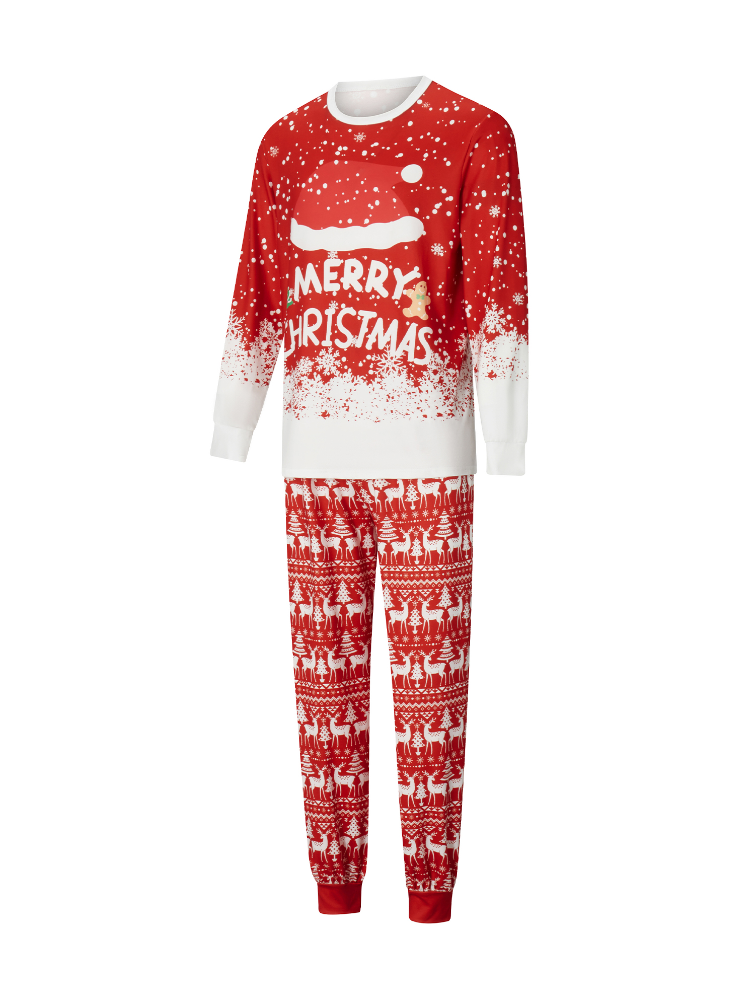 Family Matching Pajamas Christmas Sleepwear Long Sleeve Sleep Shirt with Plaid Pants Soft Loungewear Pjs Set S-XXL