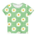 thumbnail image 2 of Favoffer Unisex Kids' Summer Stretchy Multicolor Rainbow-Daisy Graphic Tee & Relaxed Round Neck Short-Sleeve Playful Top, for Casual, Travel, Play, Gifting 3-12Y, 2 of 3