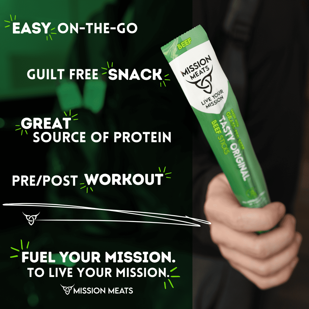 Mission Meats Beef Sticks – 100% Grass Fed & Pasture Raised, Sugar Free, Individually Wrapped Healthy Snacks, Whole 30 & Paleo Friendly, Smoky Turmeric 1oz (Pack of 12)