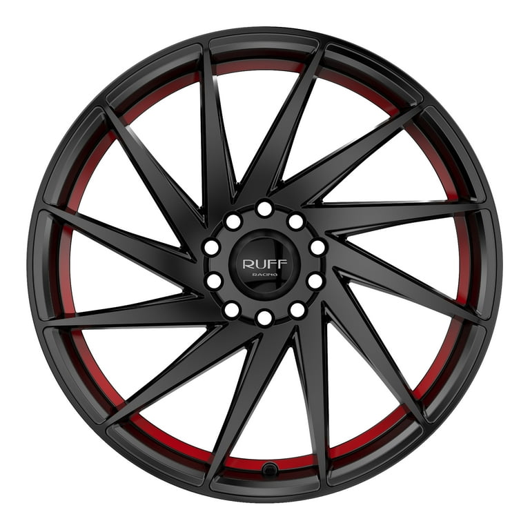 18x8 Ruff R363 SATIN BLACK W/ RED PIN Wheel 5x108/5x4.5 (38mm