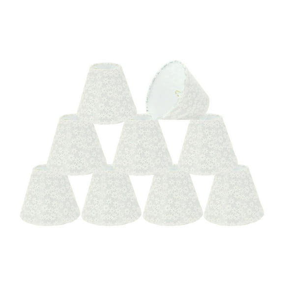Aspen Creative 32113-9 Small Hardback Empire Shape Chandelier Clip-On Lamp Shade Set (9 Pack), Transitional Design in White, 6" bottom width (3" x 6" x 5")