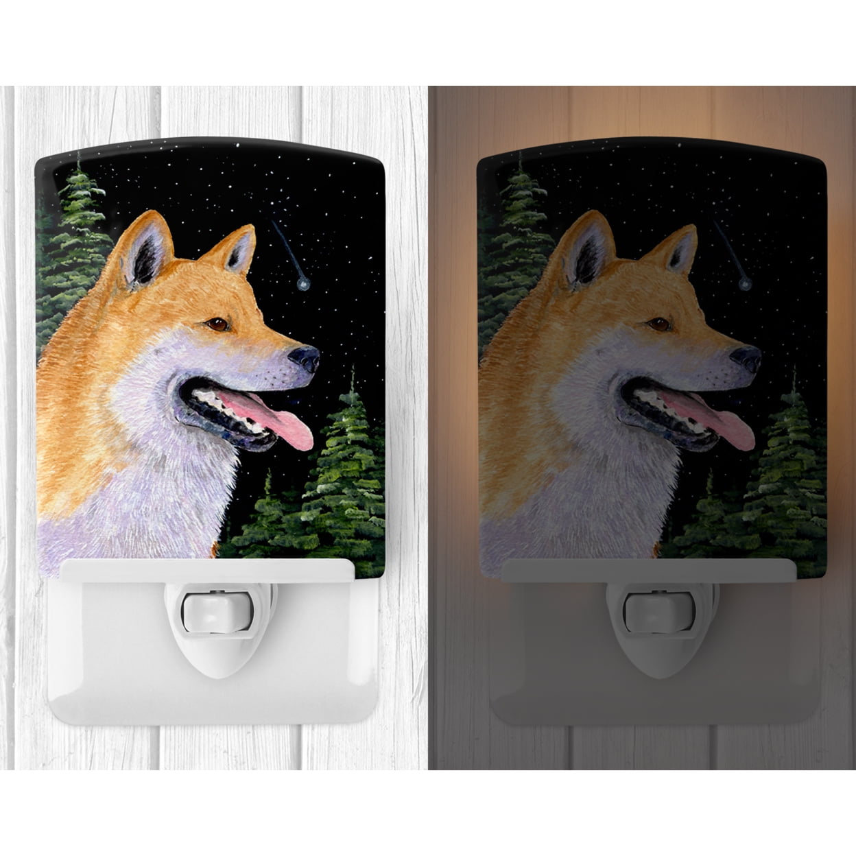 Caroline's Treasures SS8598CNL Shiba Inu Ceramic Night Light, 6x4x3", multicolor