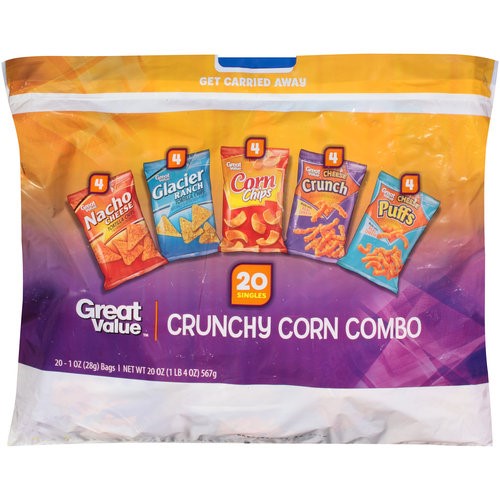 Great Value Crunchy Corn Combo Corn Chips, 1 Oz, 20 Count