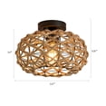 thumbnail image 3 of Q&S Coastal Rattan and Hemp Rope Weaving Pendant Light 1-Light Boho Semi Flush Mount Ceiling Fixture,Rustic Wicker Cage Design for Bedroom, Hallway, Entryway, Kitchen and Nursery, 3 of 8